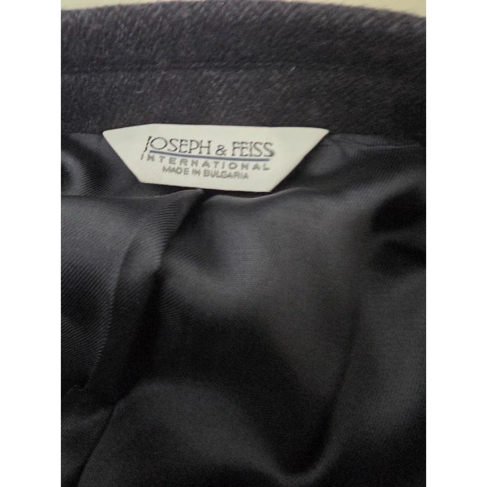 Joseph & Feiss Blazer Jacket Mens 46 L Gray Lambswool Sports Coat Herringbone